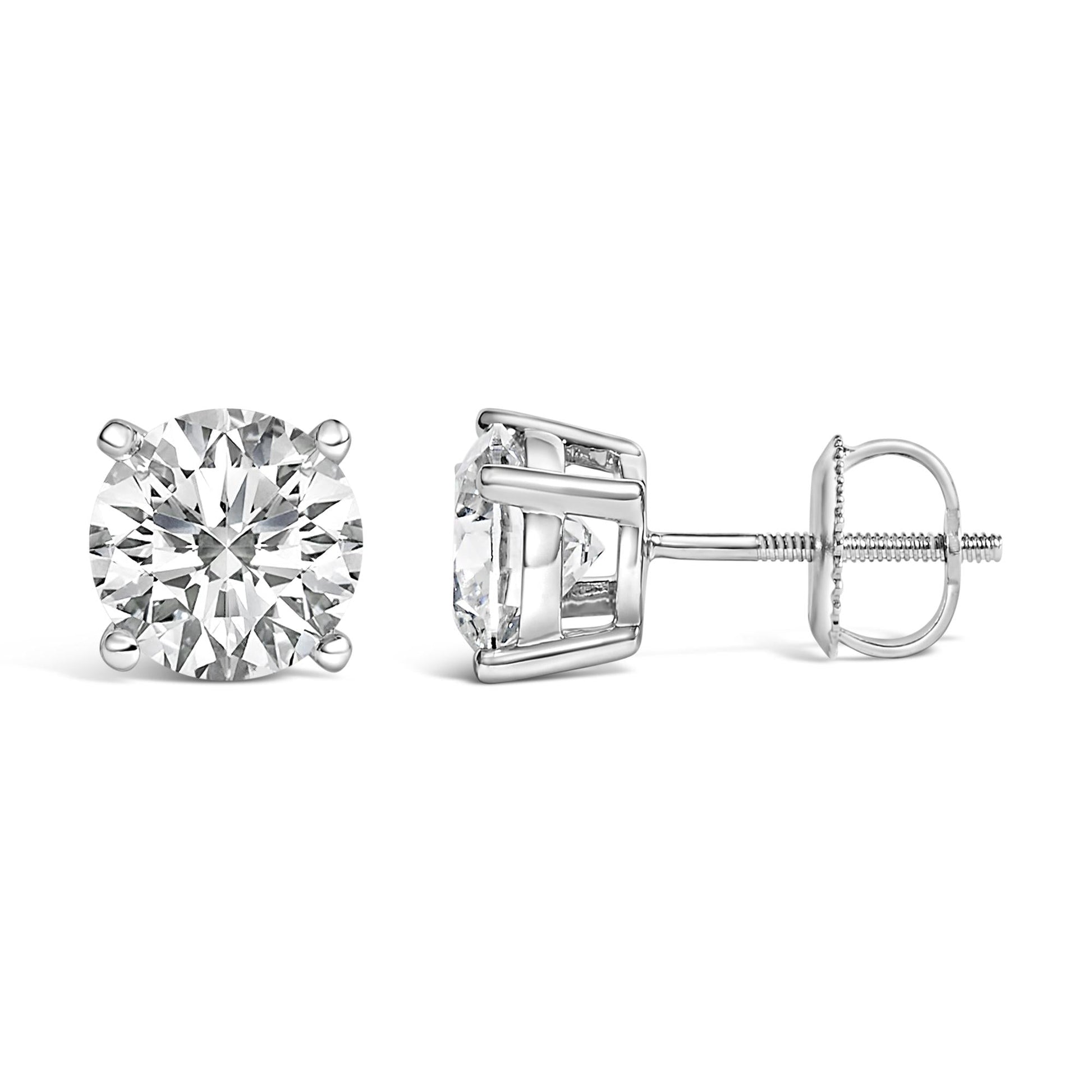 14K White Gold 2 1/2 Cttw Lab Grown Diamond Solitaire Stud Earrings-3
