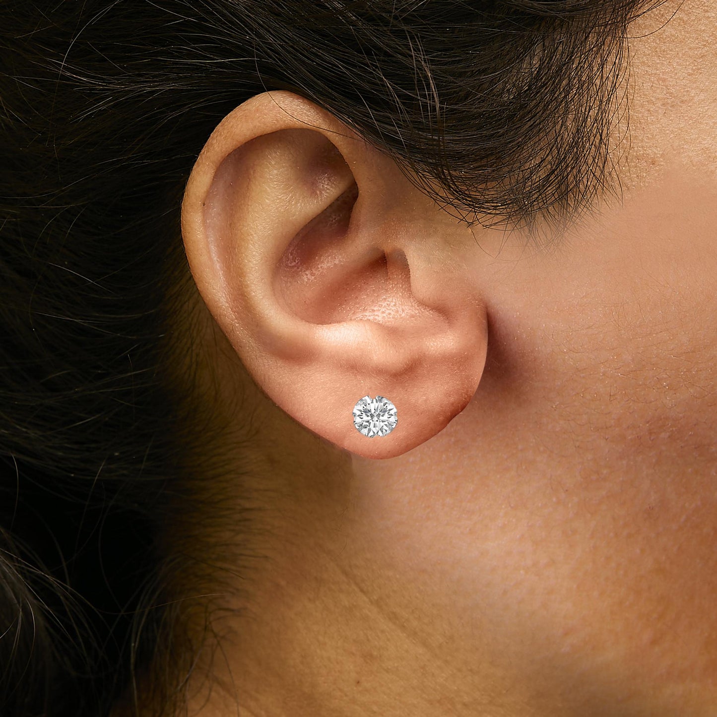 14K White Gold 2 1/2 Cttw Lab Grown Diamond Solitaire Stud Earrings-2