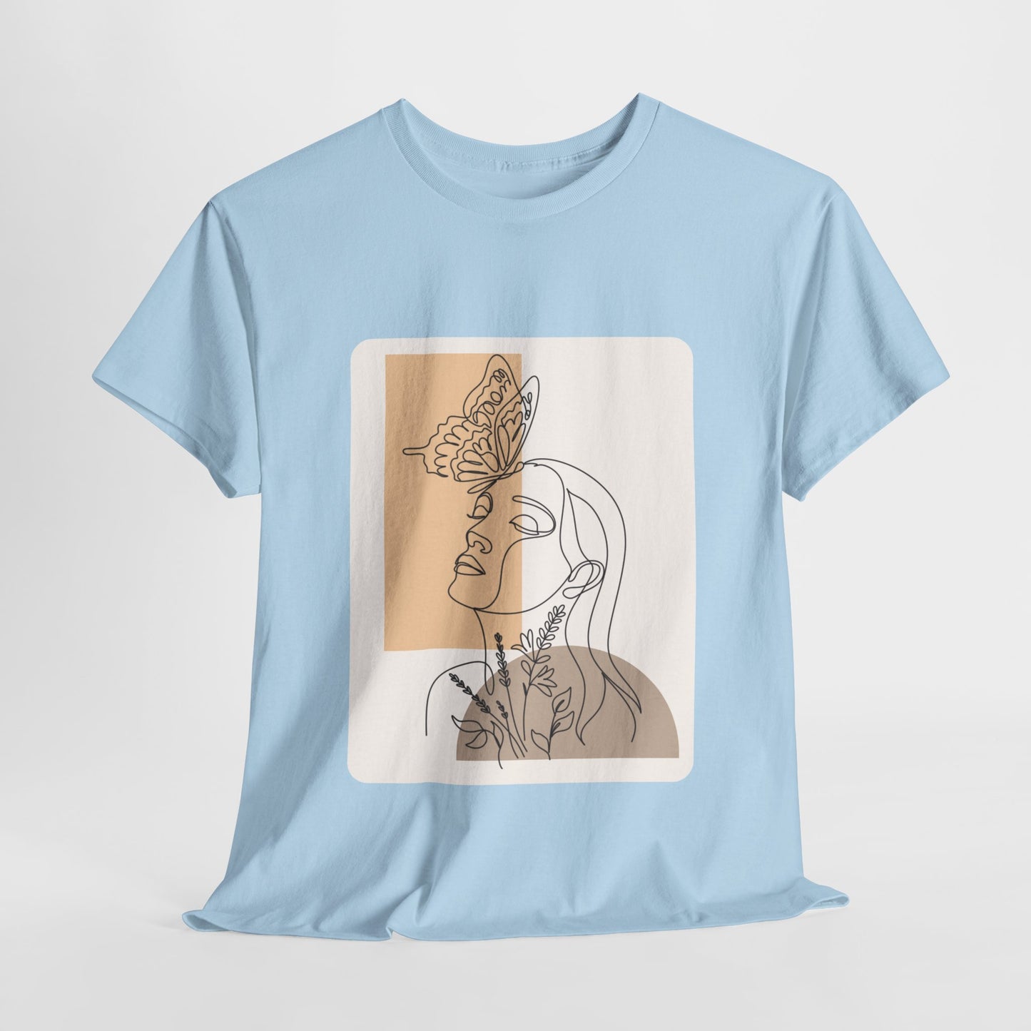 Artistic Unisex Tee: Modern Line Drawing with Butterfly, Perfect for Casual Outings, Gift for Art Lovers, Spring Fashion, Eco-Friendly Wear