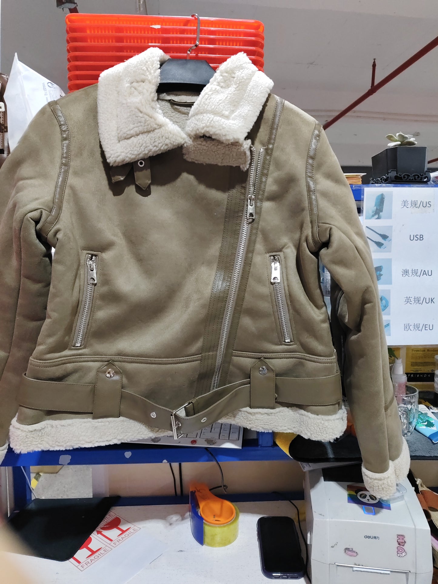 Suede Lamb Wool Warm Lapel Coat Motorcycle Clothing Women's Outwears