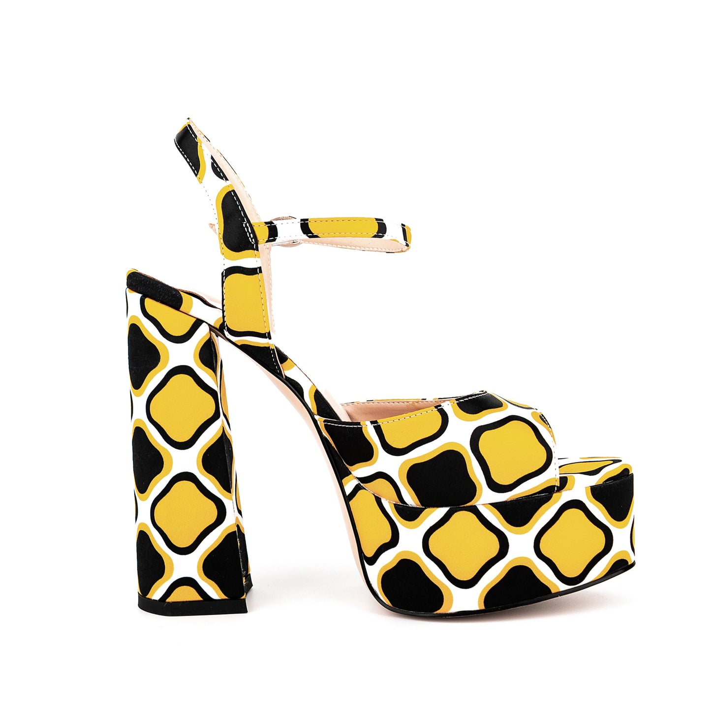 processing time:7-10 days after placing orders--Summer Chunky heels Sandals Mixed Colors Round toe Waterproof platform Buckle strap Printing Fashion sandals