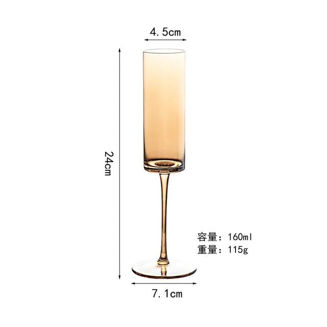 1pcs Nordic Golden Unleaded Crystal Wine Glass Luxury Amber Handmade Champagne Glasses Cocktail Goblet Set Bar Family Drinkware