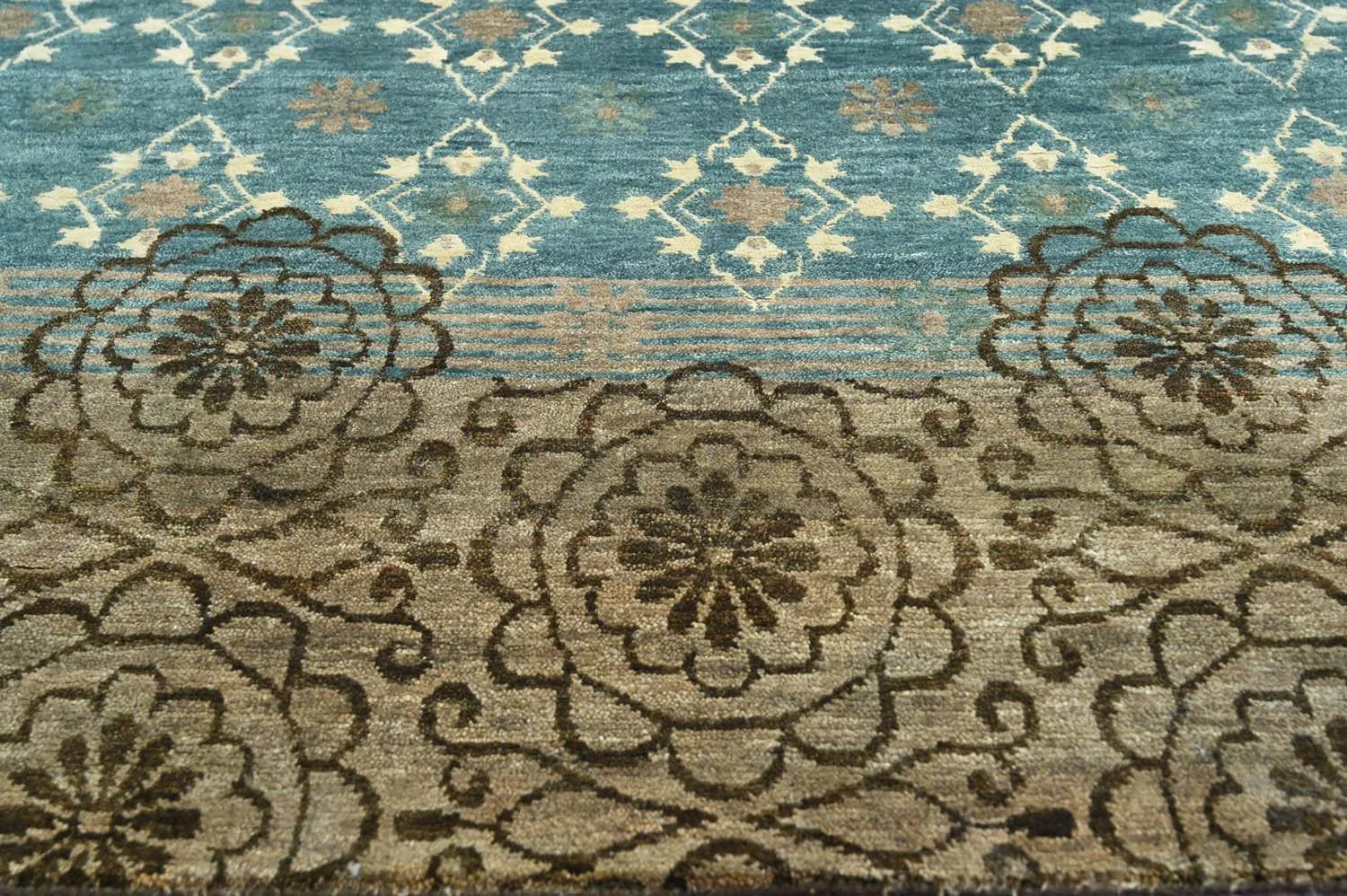 LoomBloom 3' 10'' x5' 11'' Teal Hand Knotted Transitional Oushak Wool Oriental Area Rug-4