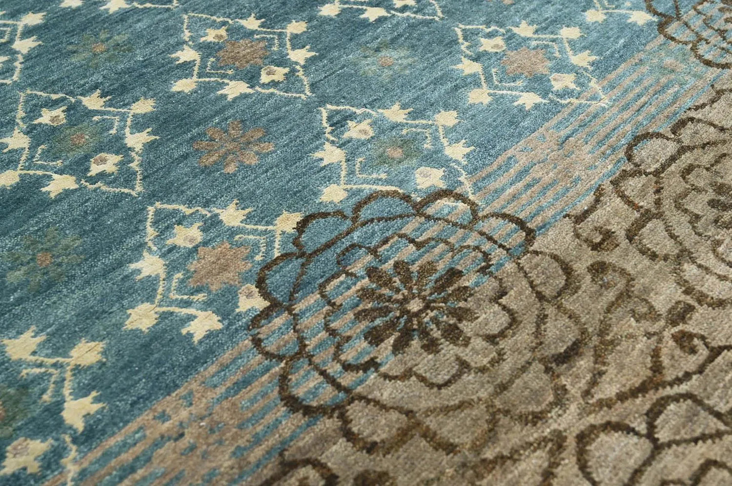 LoomBloom 3' 10'' x5' 11'' Teal Hand Knotted Transitional Oushak Wool Oriental Area Rug-3