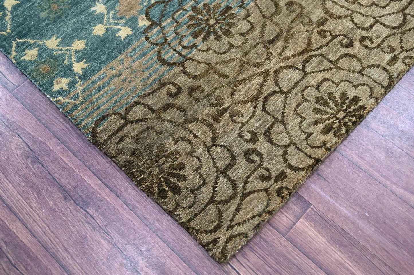 LoomBloom 3' 10'' x5' 11'' Teal Hand Knotted Transitional Oushak Wool Oriental Area Rug-2