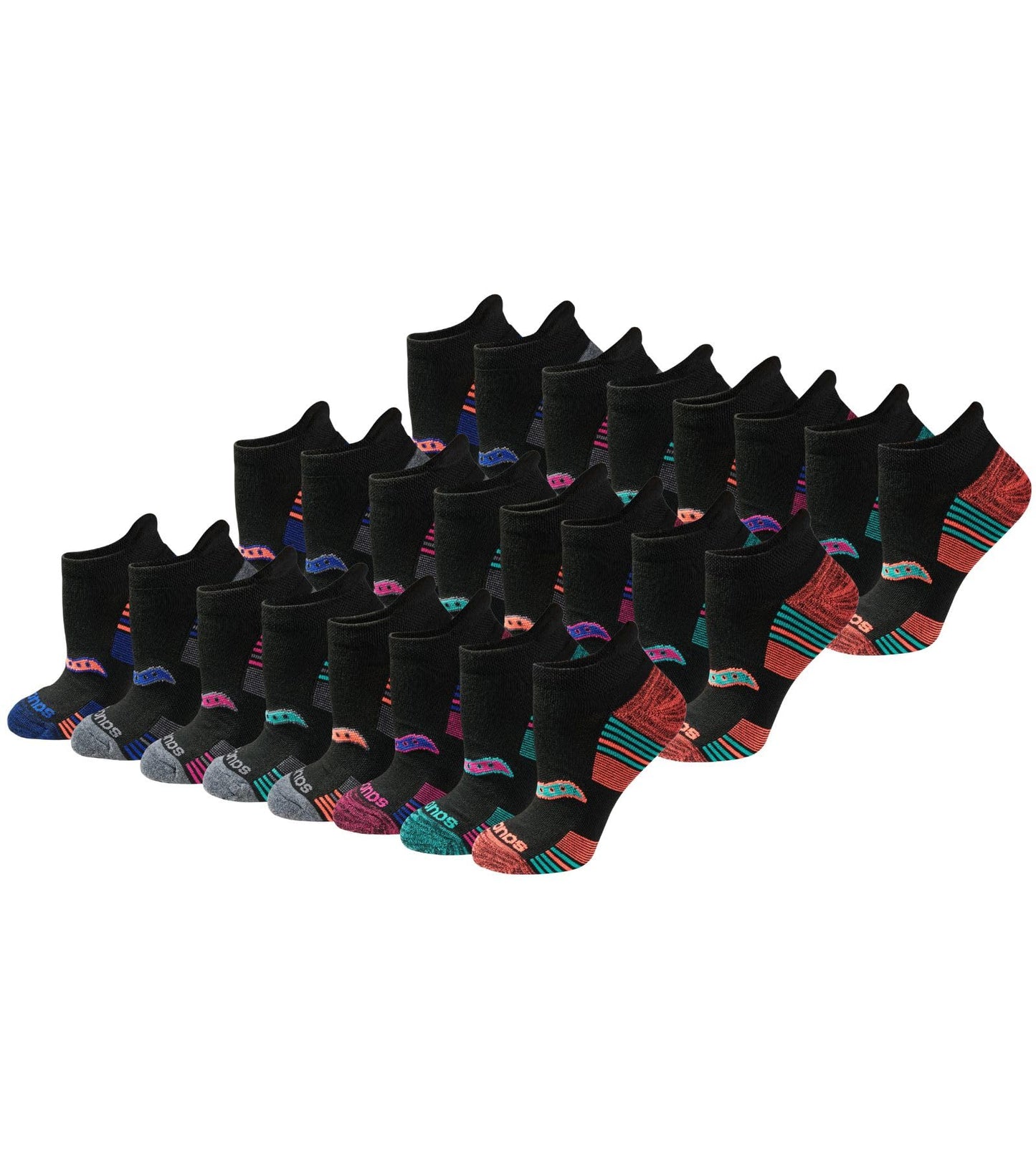 Saucony Women's RunDry Performance Heel Tab Athletic Socks, Available in S-L (8, 16, 24 Pairs)