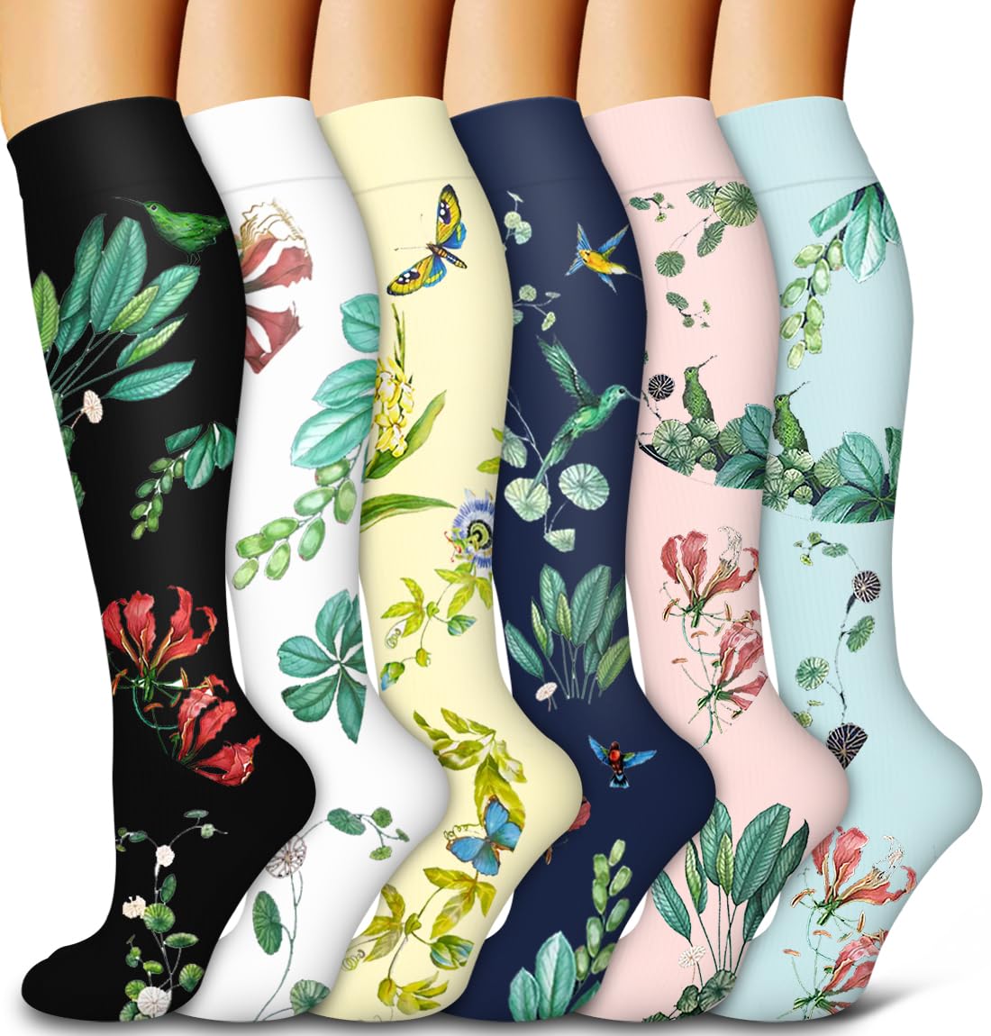 6 Pack Copper Compression Socks for Women and Men Circulation-Best Support for Medical,Running,Nursing,Athletic