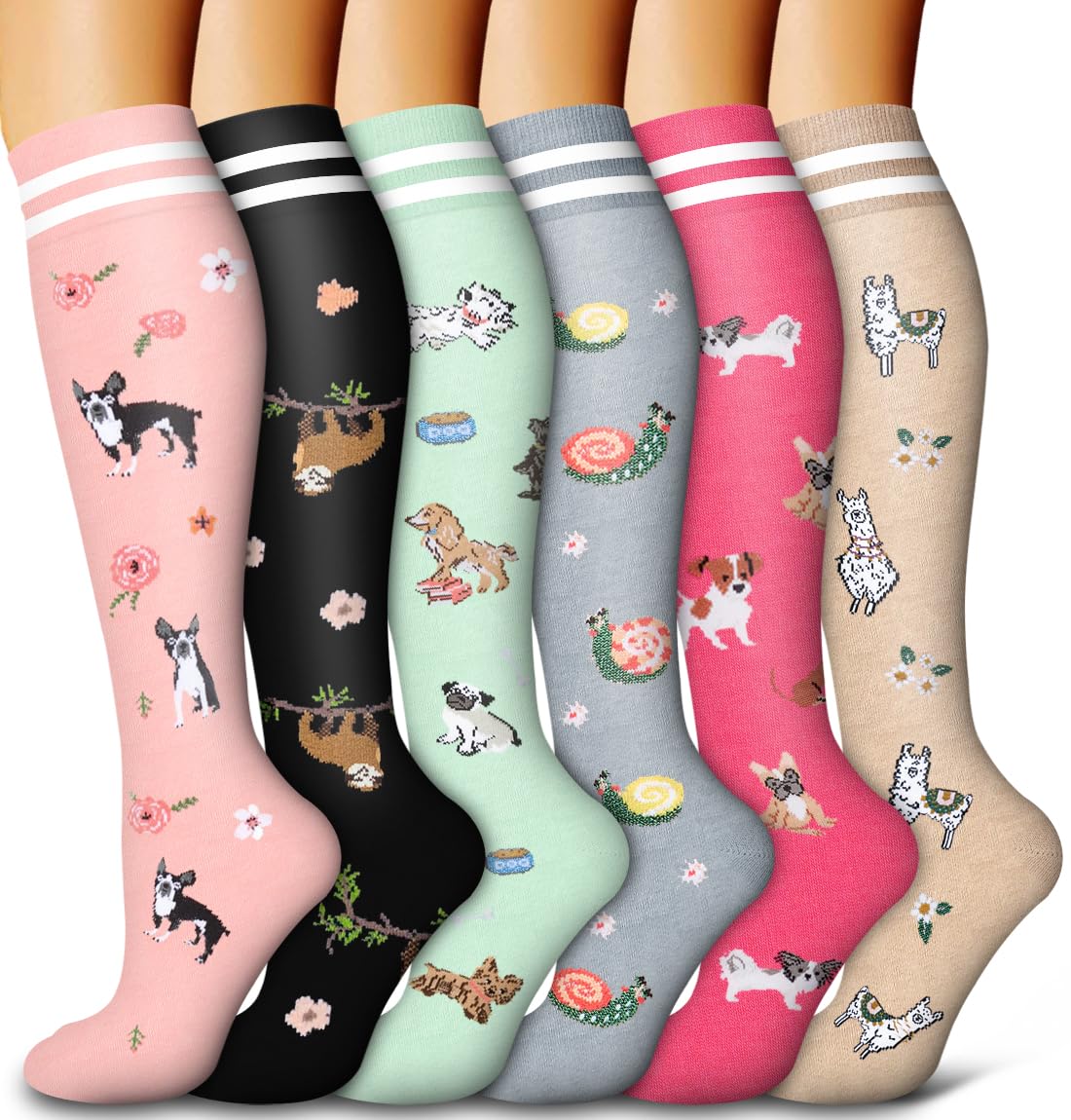 6 Pack Copper Compression Socks for Women and Men Circulation-Best Support for Medical,Running,Nursing,Athletic