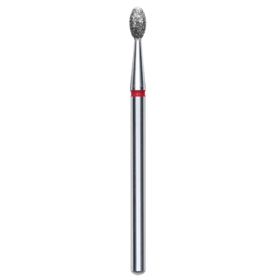 DIAMOND NAIL DRILL BIT, "OLIVE", RED, HEAD DIAMETER 2.5 MM/WORKING PART 5 MM (FA130R025/5) - STALEKS™-0
