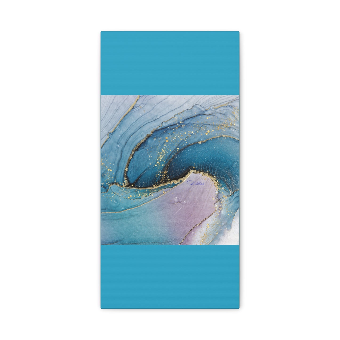 Canvas Wall Art, Abstract Ocean Wave, Modern Decor, Home Office, Gift for Her, Blue Gold Artwork, Living Room Wall Decor