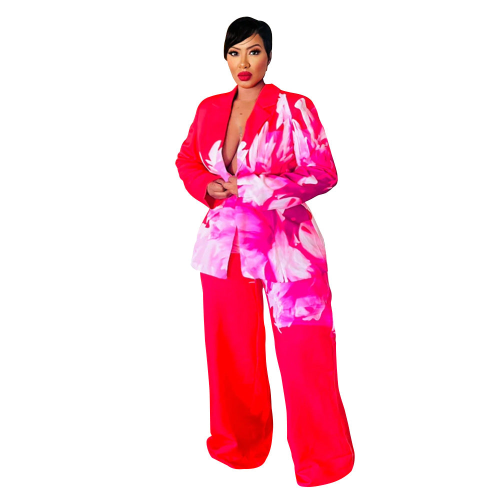 Printed jacket and pants set