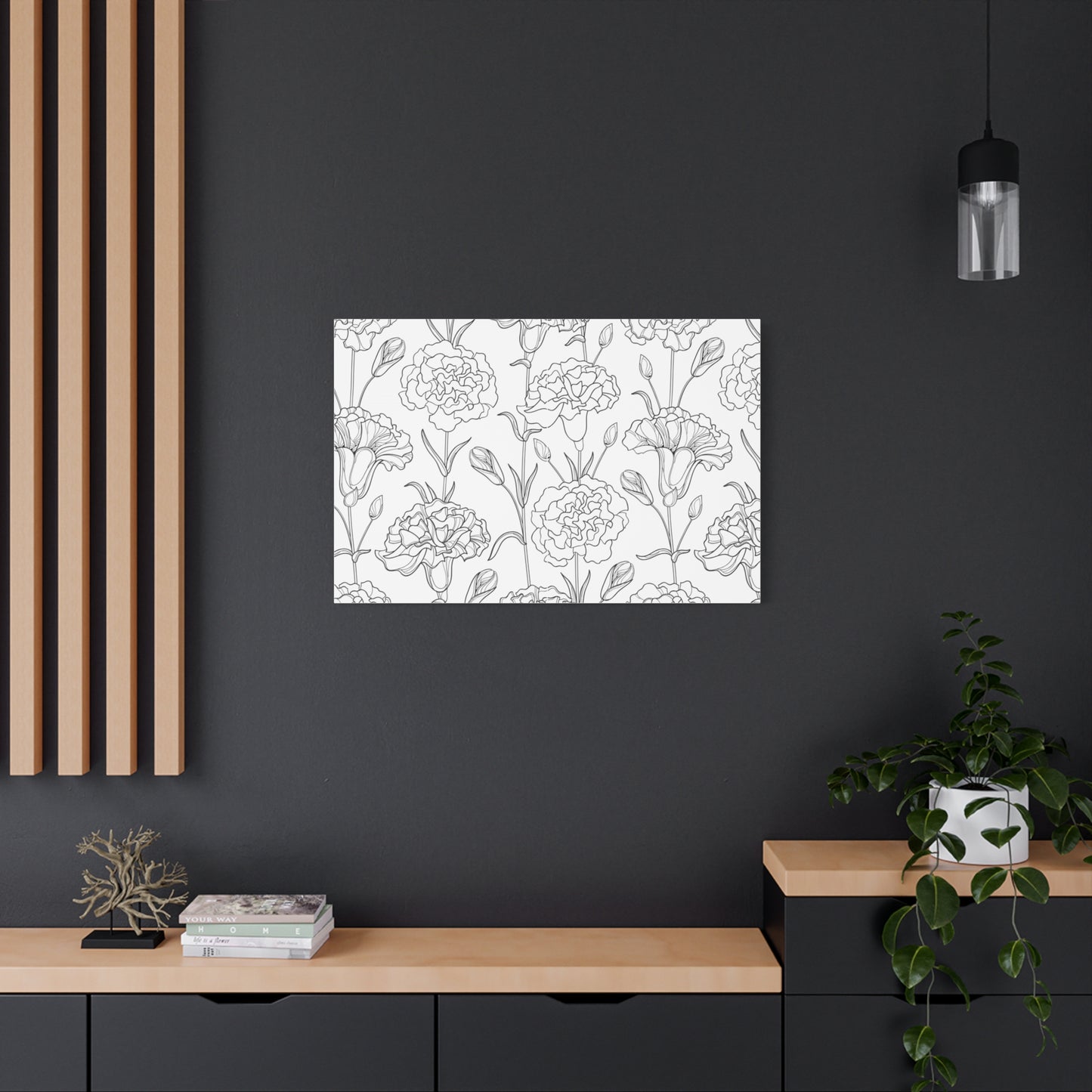Floral Canvas Art, Stretched Wall Decor, Home Gift, Botanical Print, Modern Design, Matte Finish