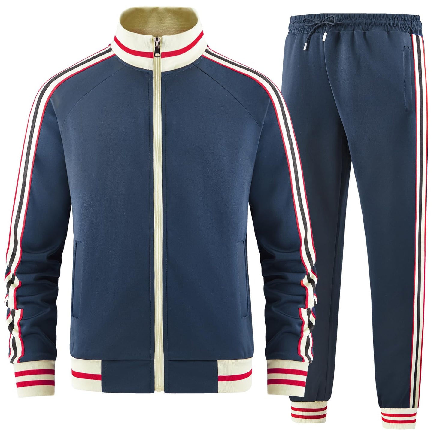dioxoib Men Track Suits Sets Long Sleeve Full-zip Sweatsuit Active Jackets and Pants 2 Piece Outfits
