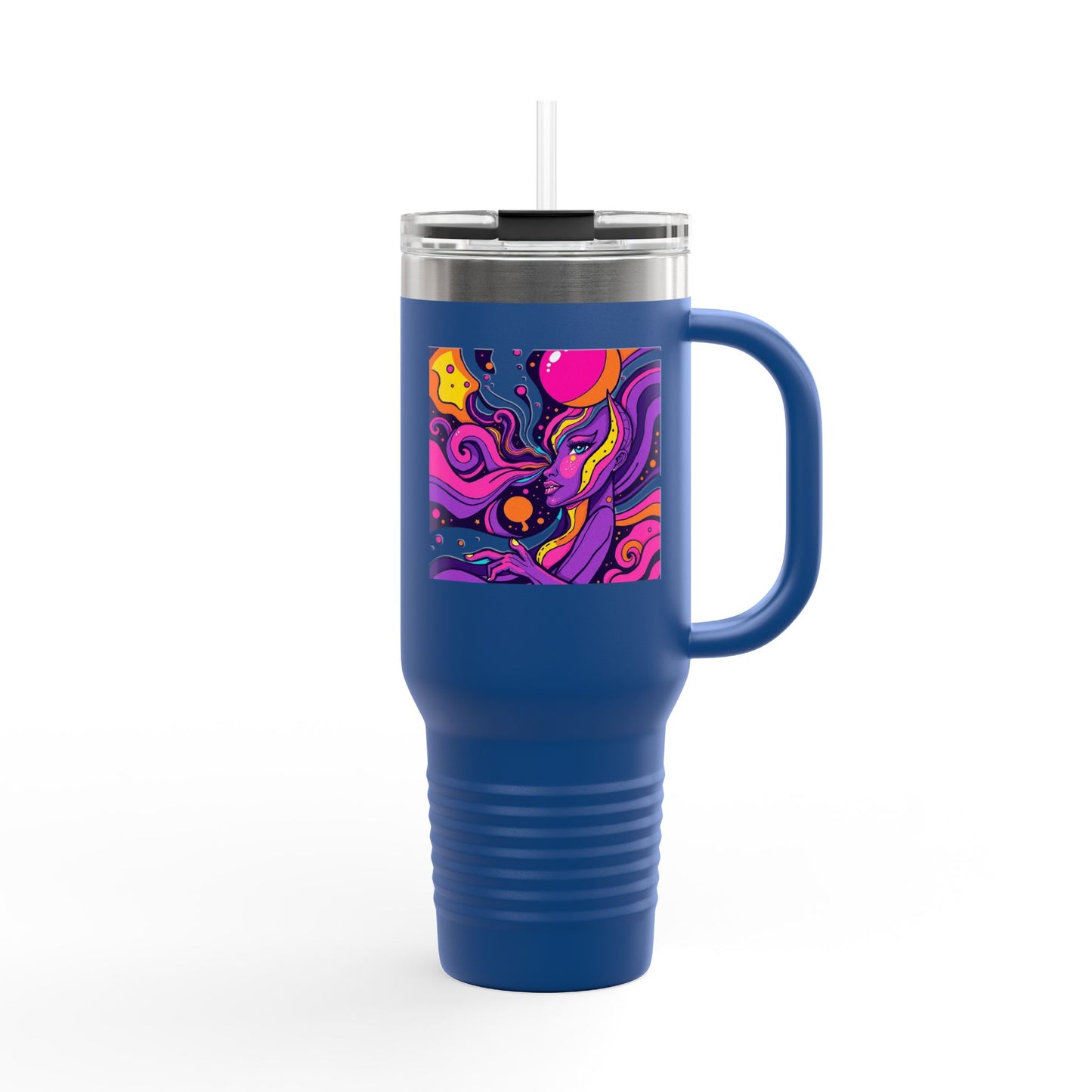 Vibrant Insulated Travel Mug, 40oz - Perfect for Outdoor Adventures, Road Trips, and Coffee Lovers, Colorful Art Design, Reusable Drinkware