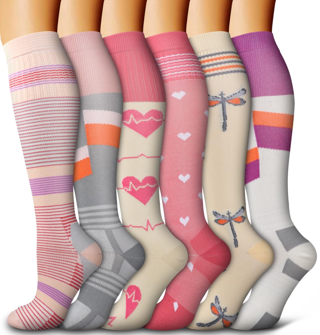 6 Pack Copper Compression Socks for Women and Men Circulation-Best Support for Medical,Running,Nursing,Athletic