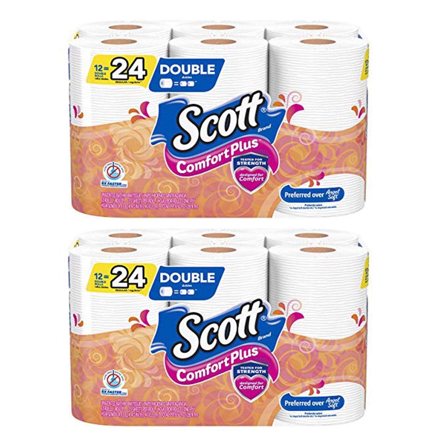 Scott ComfortPlus Toilet Paper, 12 Triple Rolls, 231 Sheets per Roll, Septic-Safe, 1-Ply Toilet Tissue