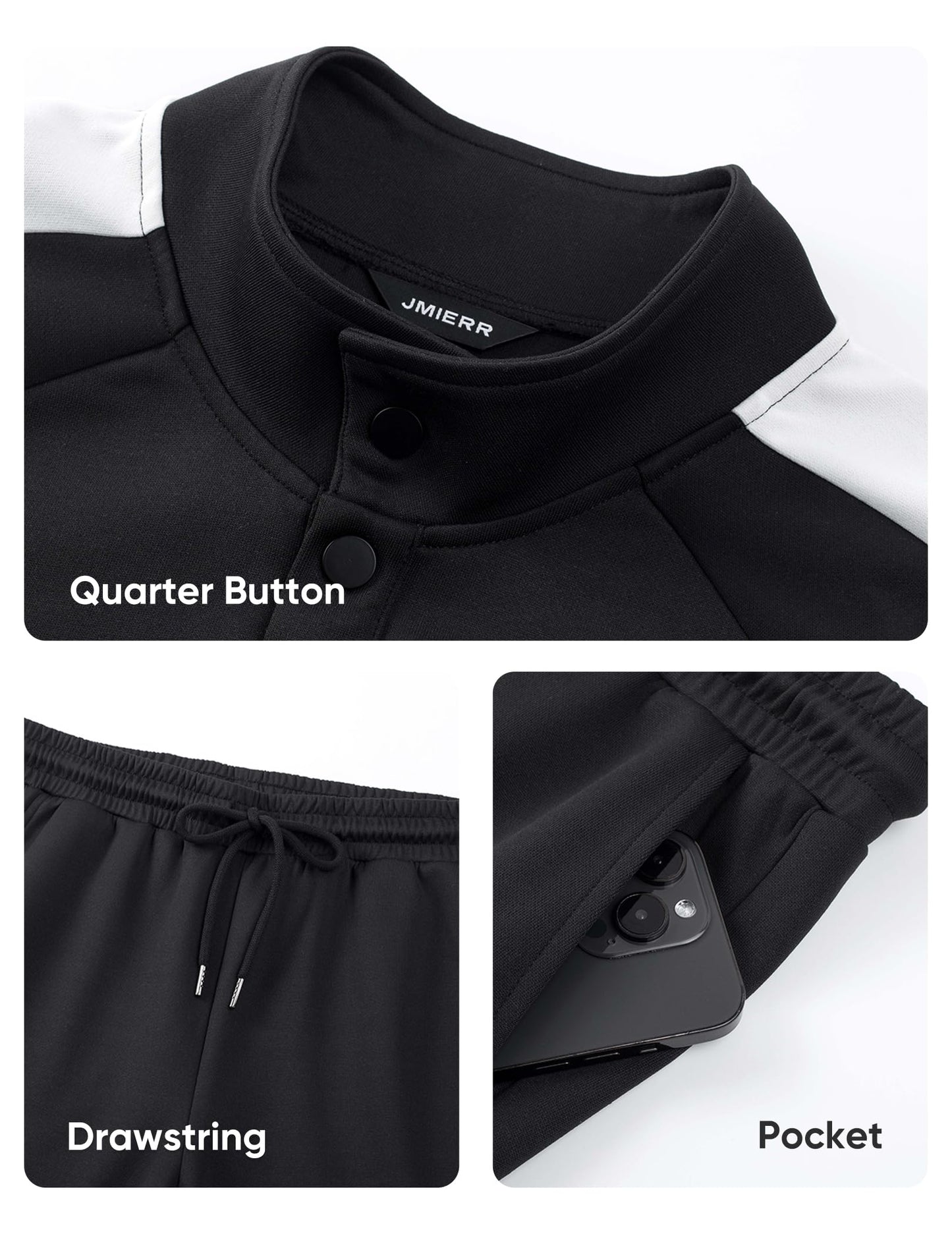 JMIERR Men's 2 Piece Casual Outfits Quarter Button Lightweight Sweatshirt Tracksuit & Joggers Sweatpants Sweatsuit Set