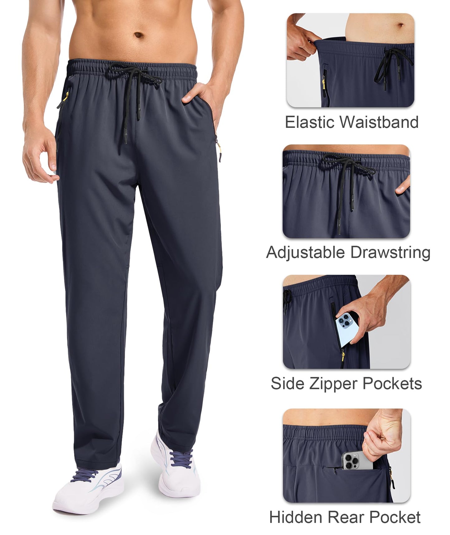 Zoofly Men's Sweatpants Athletic Pants Breathable Quick Dry Water Resistant Jogger Track Pants Workout Hiking Pants