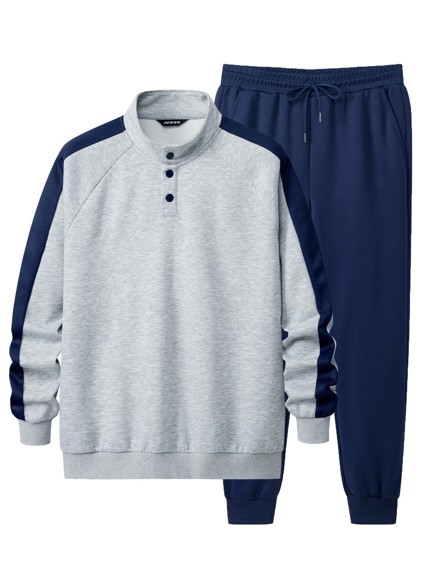 JMIERR Men's 2 Piece Casual Outfits Quarter Button Lightweight Sweatshirt Tracksuit & Joggers Sweatpants Sweatsuit Set