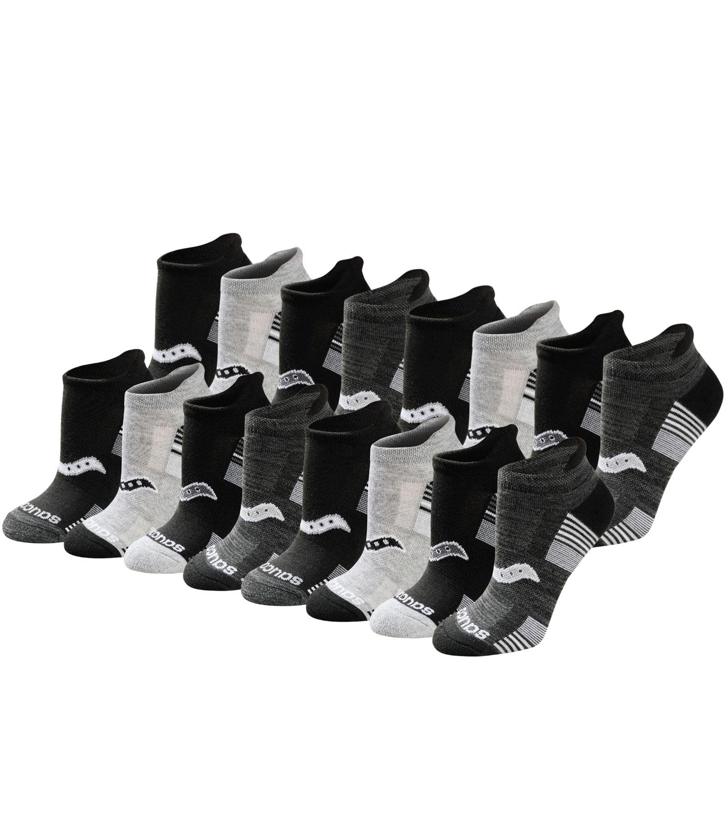 Saucony Women's RunDry Performance Heel Tab Athletic Socks, Available in S-L (8, 16, 24 Pairs)