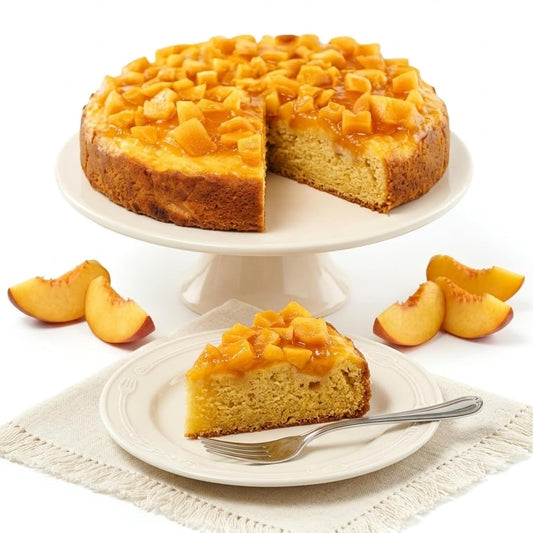 Andy Anand Sugar-Free Peach Cake, 9-Inch, 2 lb – Juicy & Moist, Real Peach Fruit, Diabetic-Friendly, Fluffy Homemade-Style Birthday Gift Box