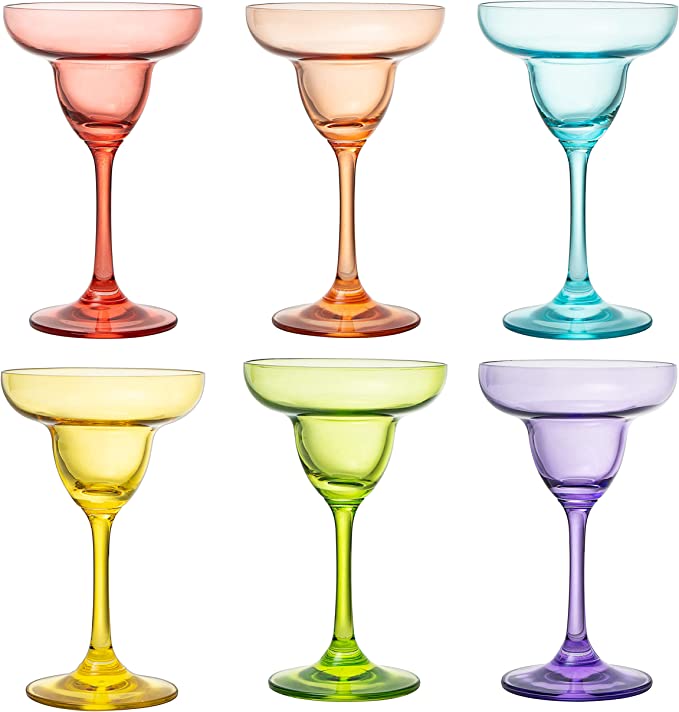 The Wine Savant Hand Blown Colorful Margarita & Martini Glass (Set of 6) – Fancy 7.4oz Luxury Hand Blown For Cocktails, Water, Wine, Juice, & Champagne Glasses Cinco de Mayo Large Party, Set of 6-3