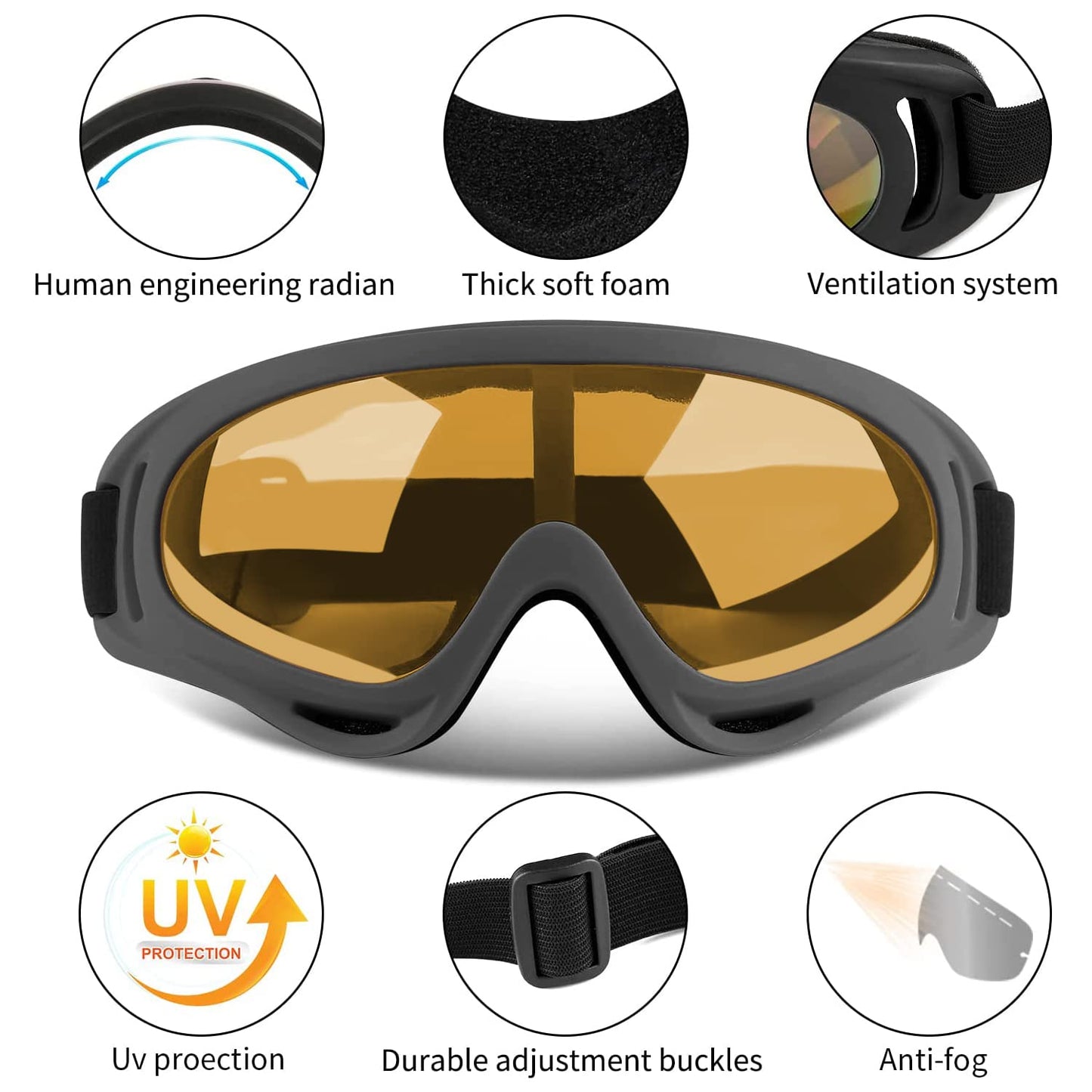 COOLOO Ski Goggles, 2 Pack Snow Goggles Snowboard Goggles for Men Women Kids - UV Protection Foam Anti-Scratch Dustproof