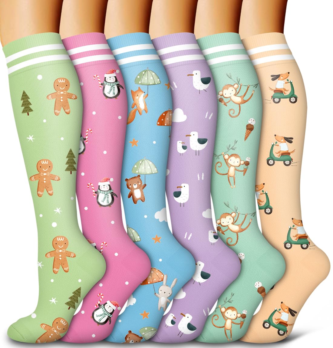 6 Pack Copper Compression Socks for Women and Men Circulation-Best Support for Medical,Running,Nursing,Athletic
