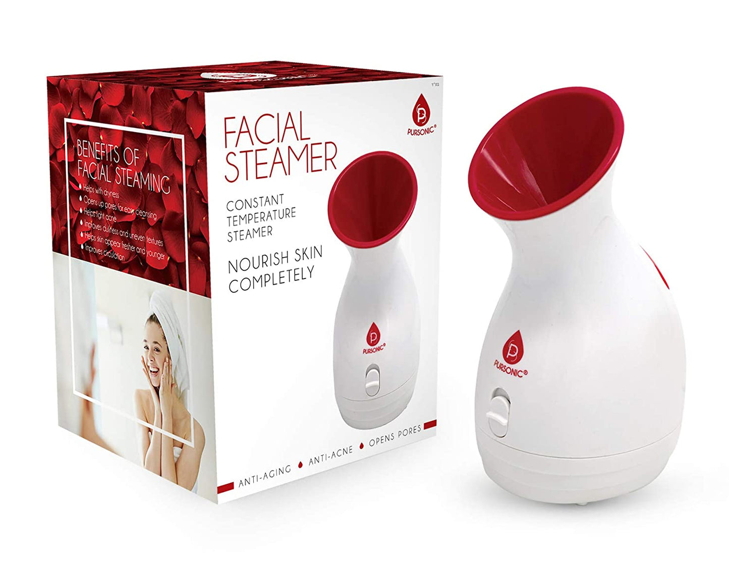 Pursonic Facial Steamer Hot Mist Moisturizing Spa: Nourish Skin Completely Extract Blackheads, Unclog Pores, Relieve Acne and Sunburn, Rejuvenate and Hydrate Your Skin for a Youthful Complexion-0