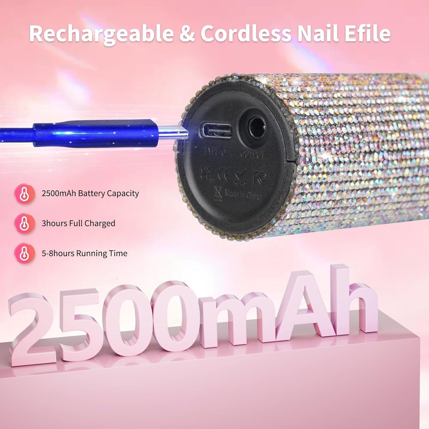 Crown™ Nail Lamp & Wand™ Lite Drill Bundle - Crystal Diamond