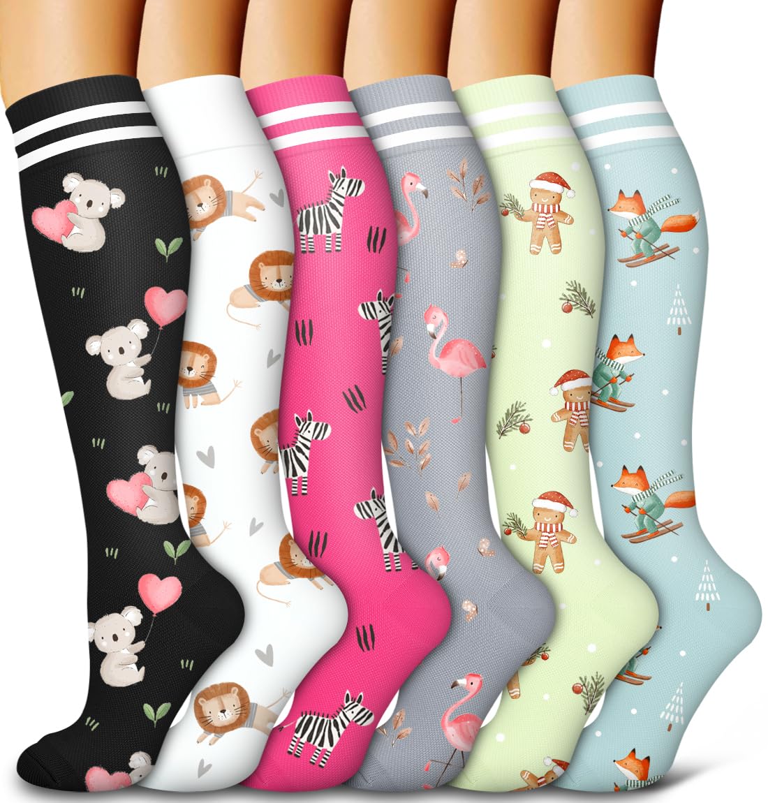 6 Pack Copper Compression Socks for Women and Men Circulation-Best Support for Medical,Running,Nursing,Athletic