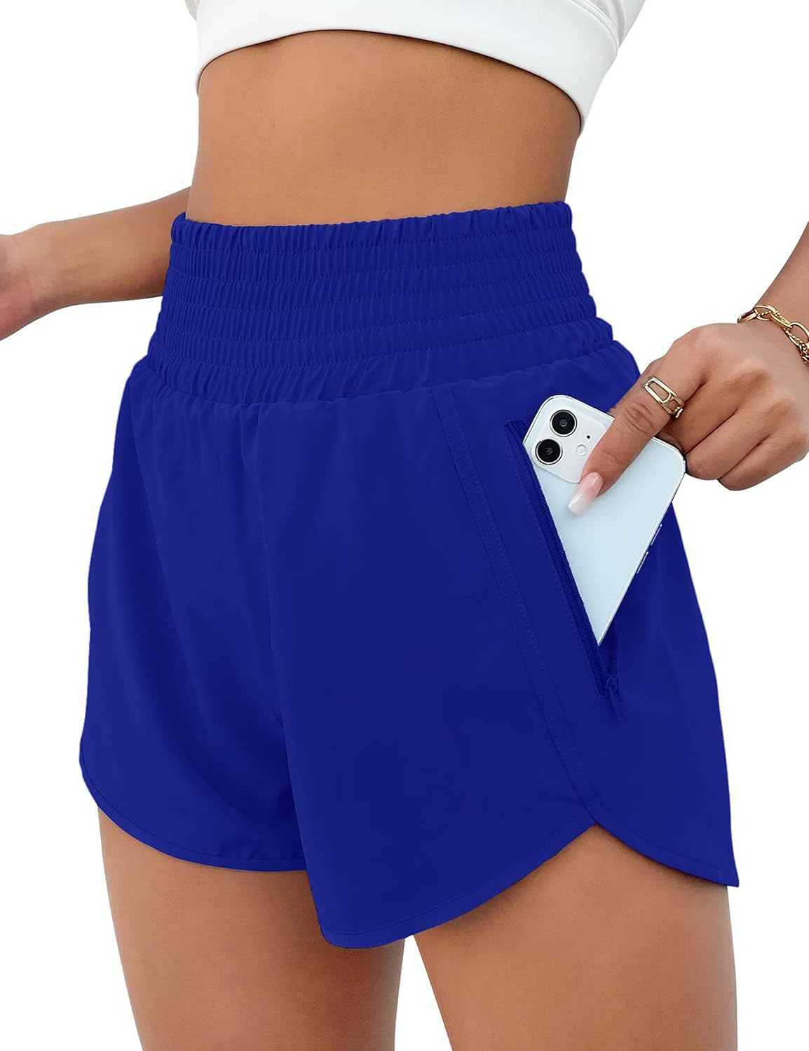 BMJL Women's Athletic Shorts High Waisted Running Short Pocket 2.5" Sporty Shorts Gym Workout Shorts