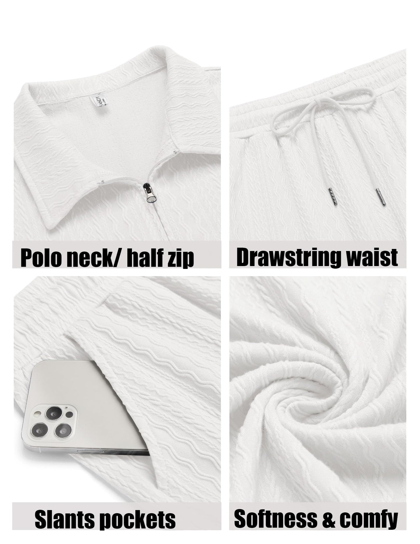 COOFANDY Men's 2 Pieces Outfits Casual Quarter Zip Polo Shirt and Shorts Set Athletic Jogging Summer Tracksuit