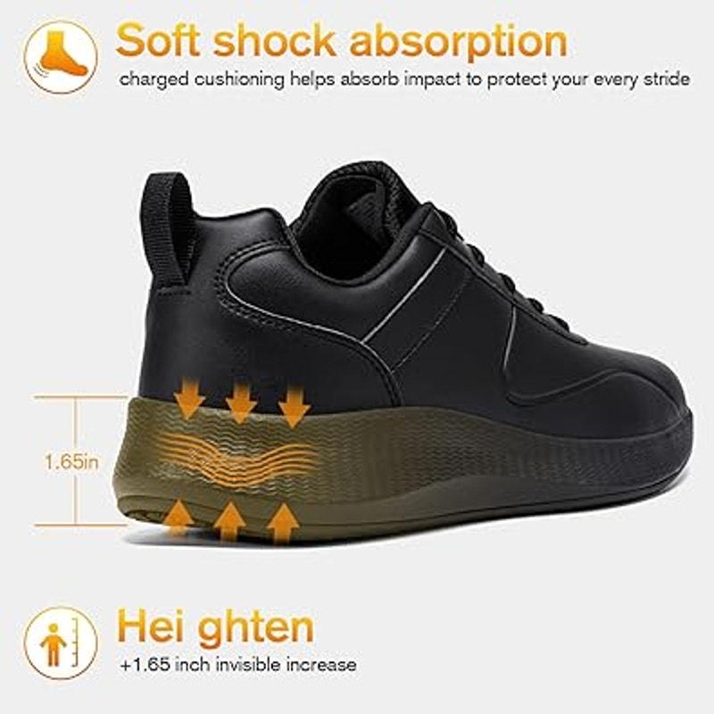Taquco Mens 11.5 Black Lace Up Faux Leather Non Slip Waterproof Kitchen Shoes