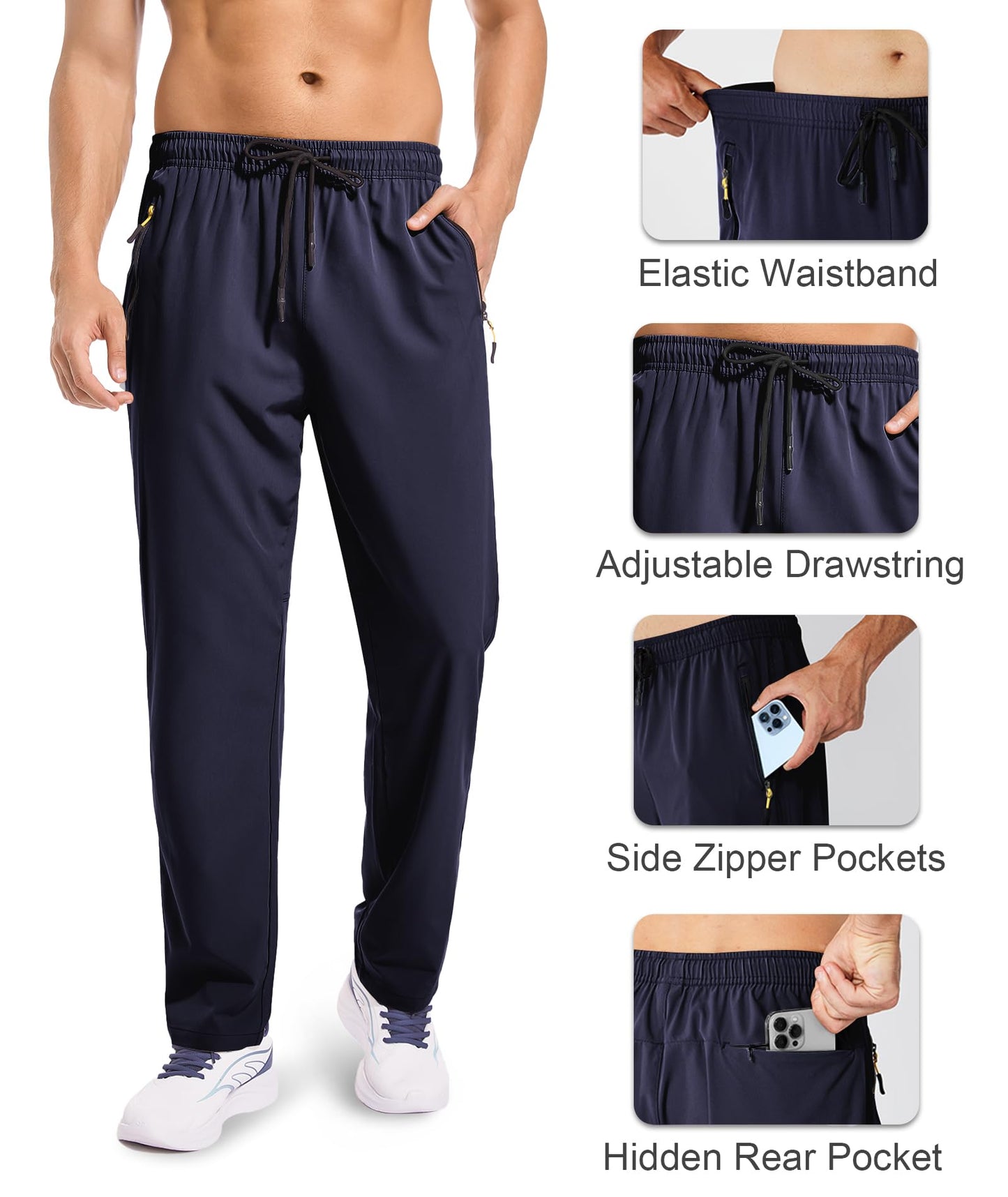 Zoofly Men's Sweatpants Athletic Pants Breathable Quick Dry Water Resistant Jogger Track Pants Workout Hiking Pants