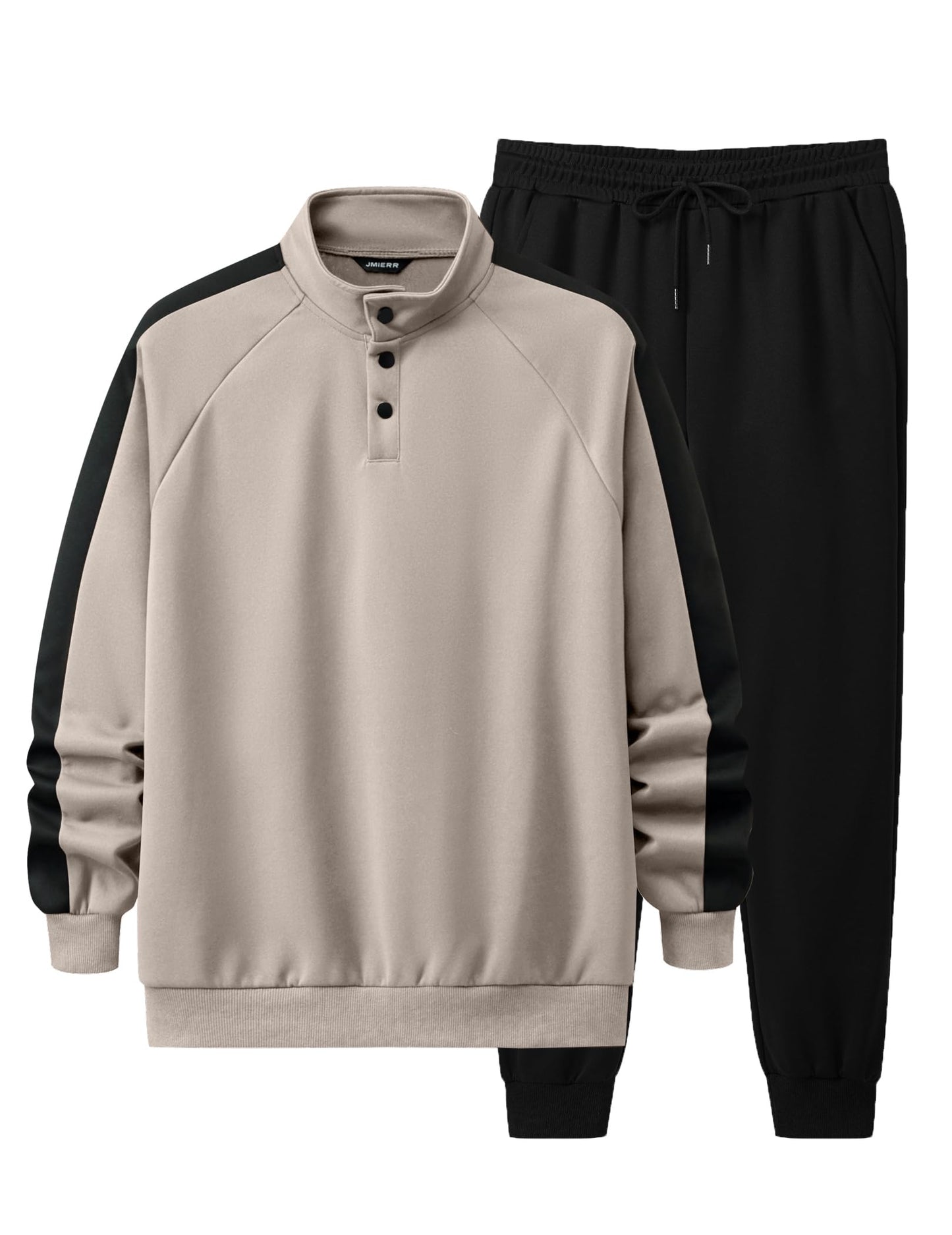 JMIERR Men's 2 Piece Casual Outfits Quarter Button Lightweight Sweatshirt Tracksuit & Joggers Sweatpants Sweatsuit Set