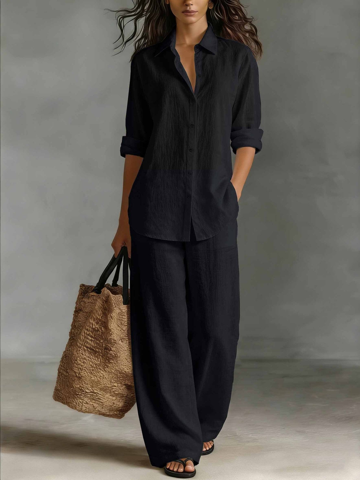 Women's Bohemian Cotton-Linen Top & Pants Set – Resort Lounge Co-ord