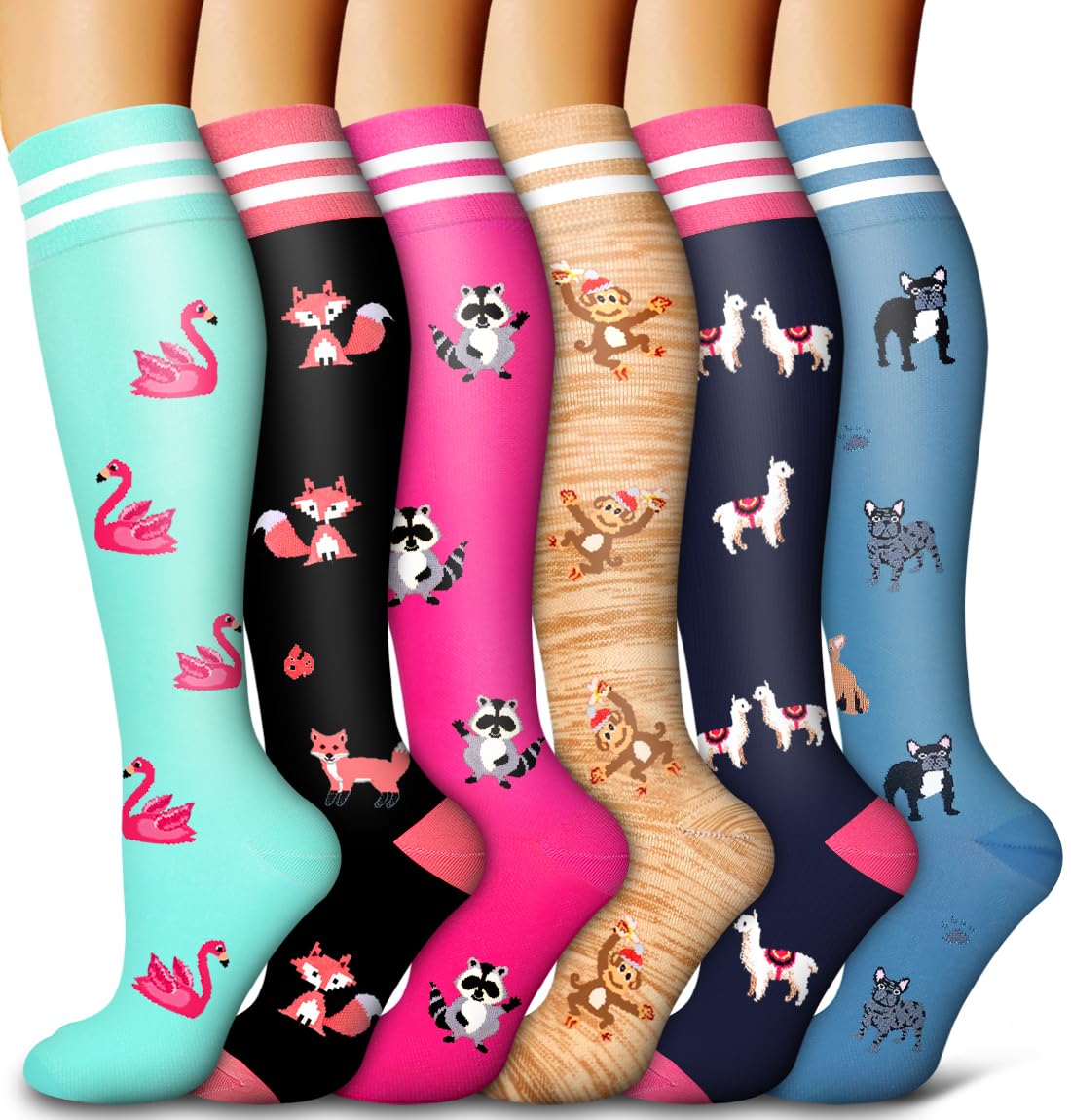 6 Pack Copper Compression Socks for Women and Men Circulation-Best Support for Medical,Running,Nursing,Athletic