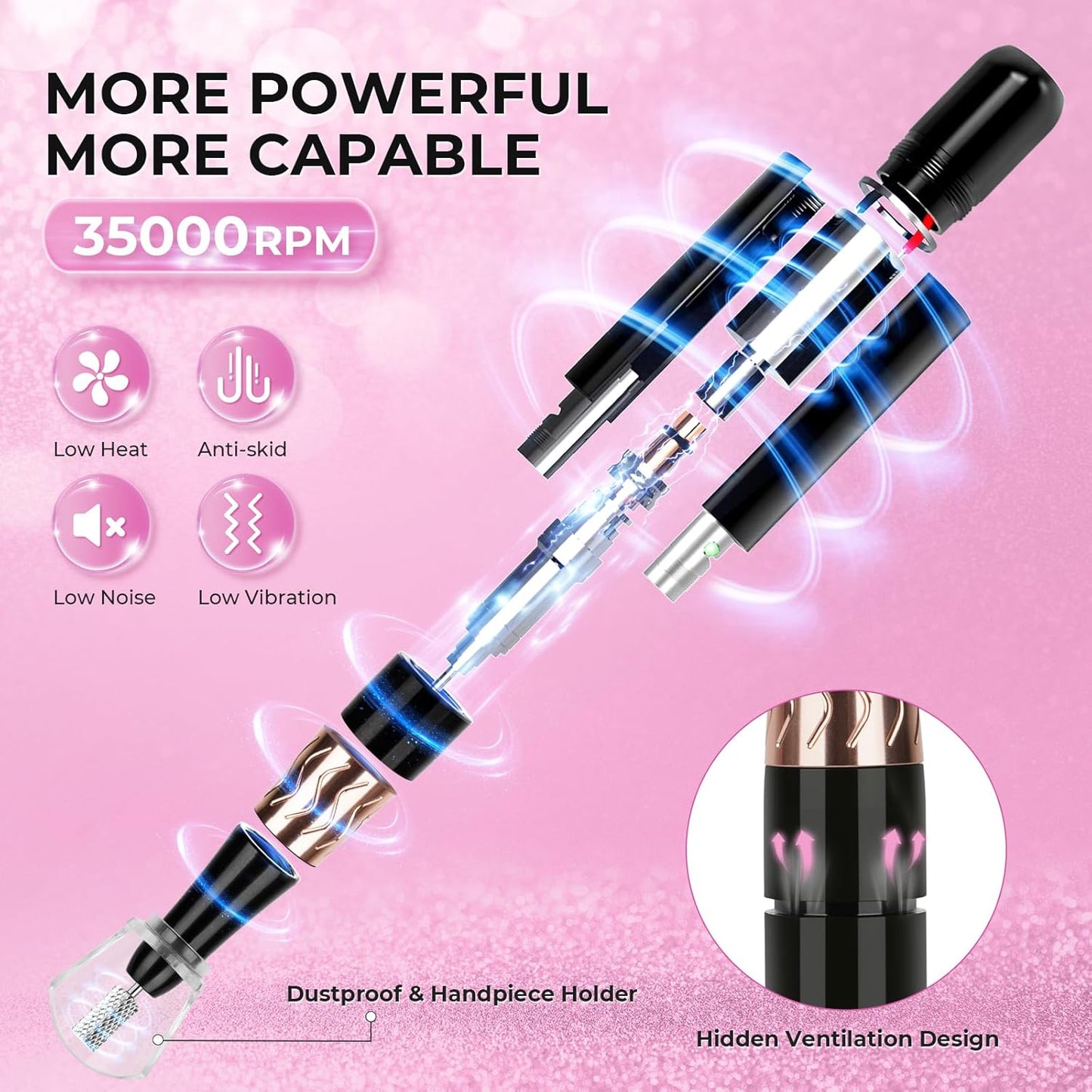 Crown™ Nail Lamp & Wand™ Lite Drill Bundle - Pink Diamond