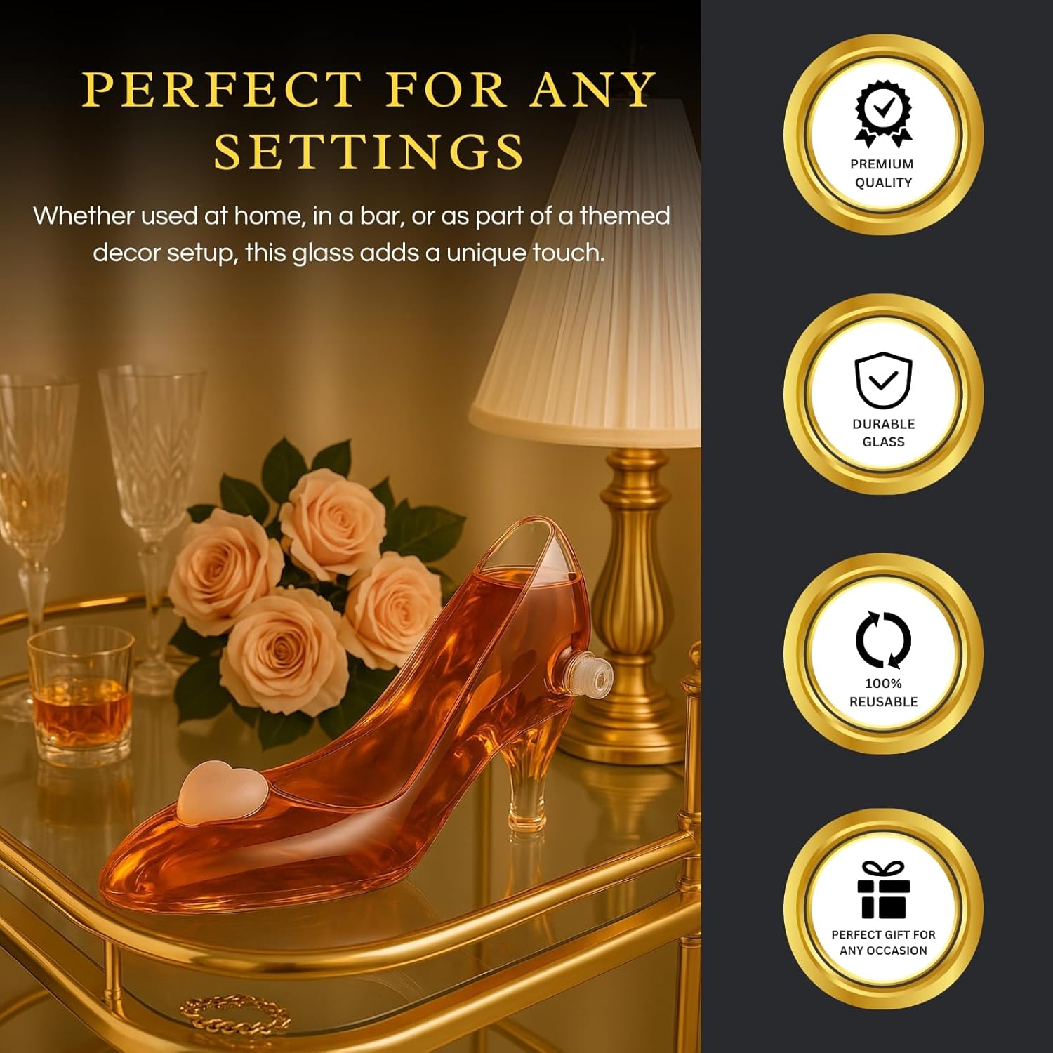Stiletto Whiskey and Wine Decanter by The Wine Savant with Stopper - Luxurious Handcrafted High Heel Decanter for Wine Liquor Rum Bourbon Tequila - Elegant Decanter Gifts for Women!-4