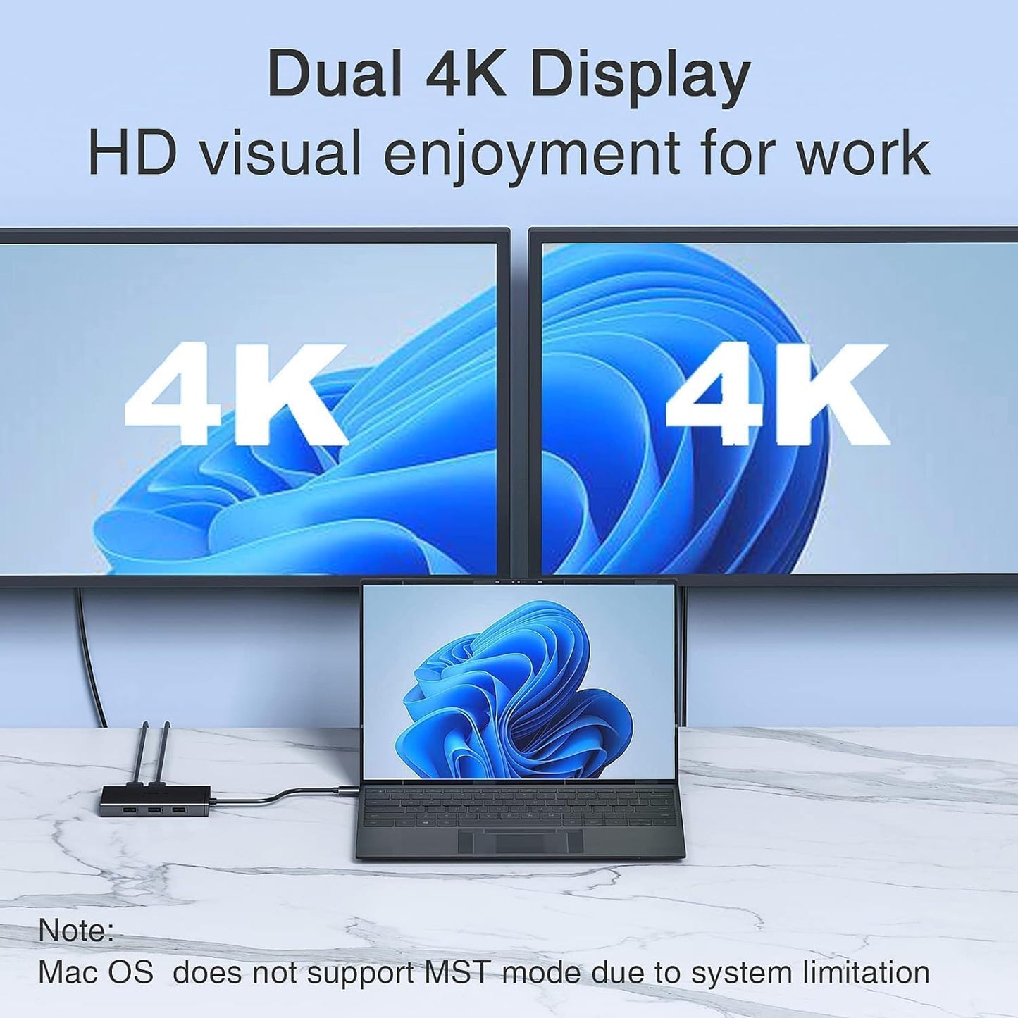 USB C Docking Station Dual Monitor Adapter for Dell HP, Laptop Docking Station 3 Monitors Quad Display USB C Hub Dongle to 4K HDMI+DP+VGA,3 USB2.0,100W PD,8 in 1 Thunderbolt Dock for Lenovo,Surface