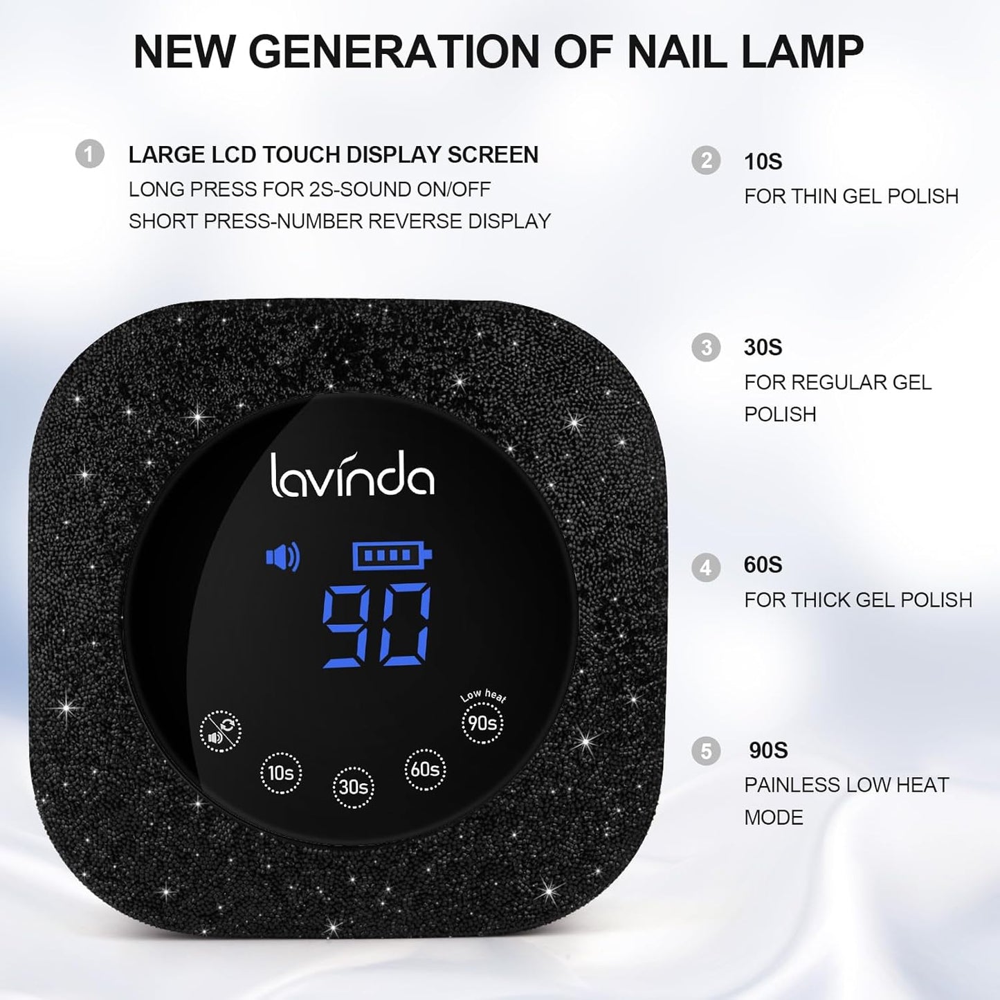 Crown™ Nail Lamp - Black Diamond - 54W Rechargeable UV/LED