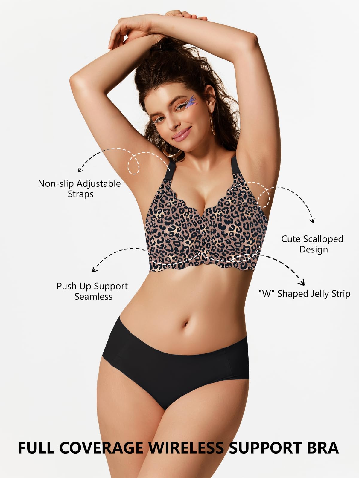 COCOMARTS Jelly Bras for Women No Underwire Scalloped Push Up Wireless Bralettes Seamless Soft Comfort Everyday Tshirt Bra