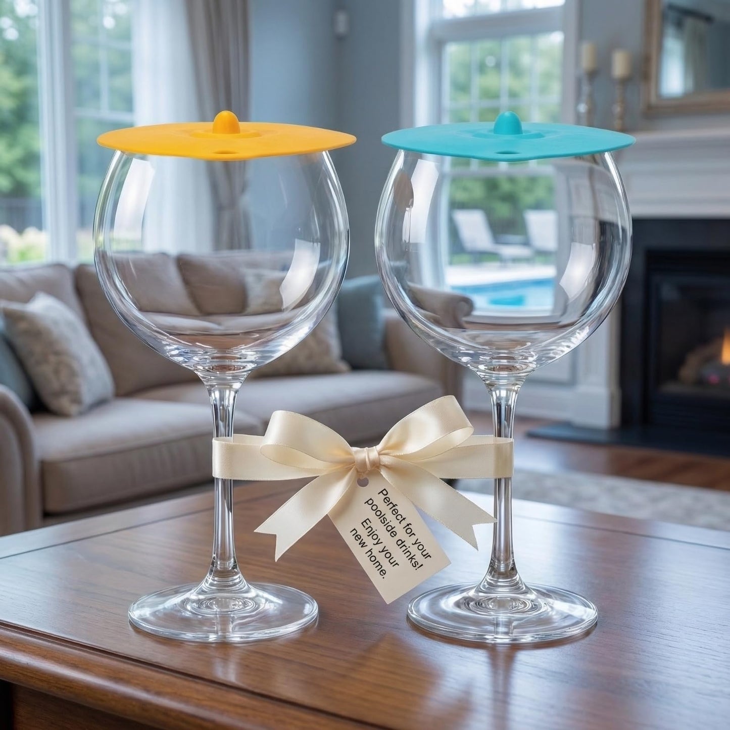 Floating Wine Glasses for Pool with Lids (Set of 2) – 21oz