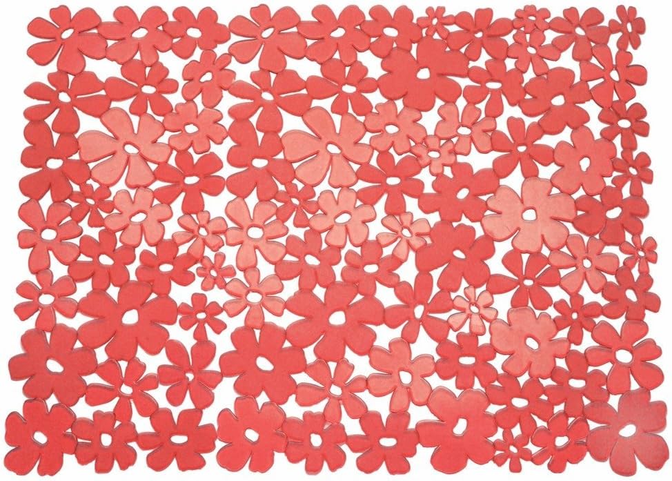iDesign Blumz Floral Red Flexible Plastic Large Sink Protector Mat