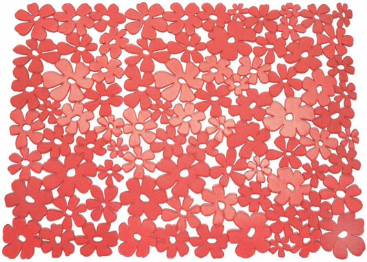 iDesign Blumz Floral Red Flexible Plastic Large Sink Protector Mat