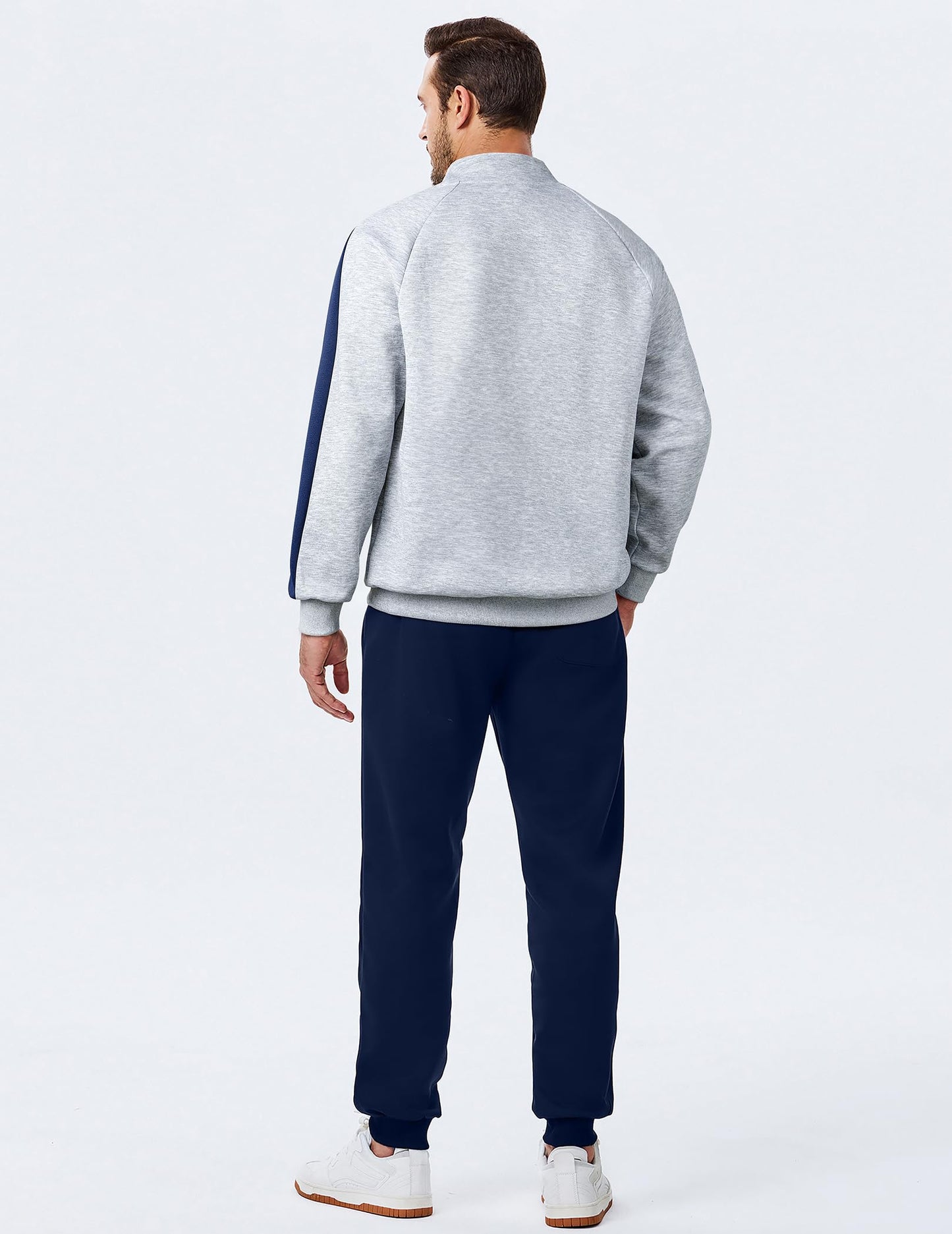 JMIERR Men's 2 Piece Casual Outfits Quarter Button Lightweight Sweatshirt Tracksuit & Joggers Sweatpants Sweatsuit Set
