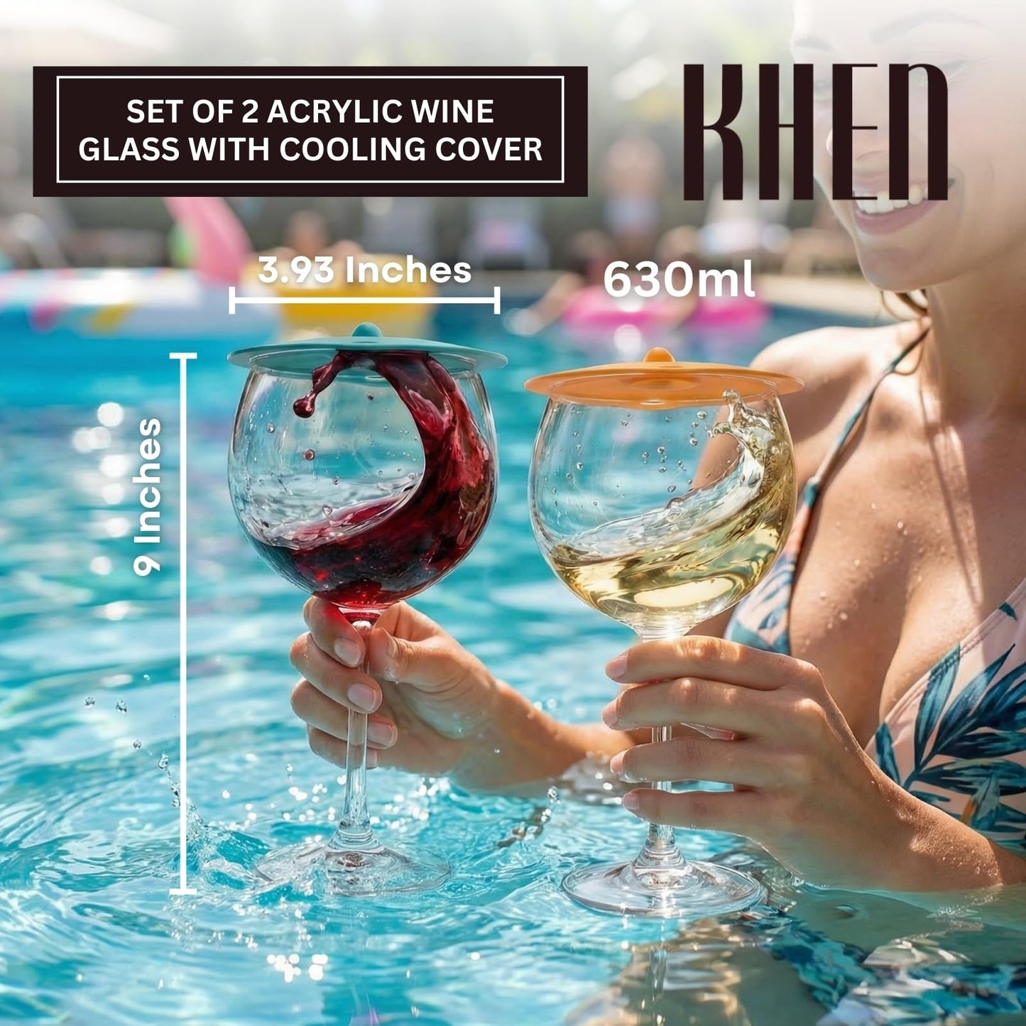 Floating Wine Glasses for Pool with Lids (Set of 2) – 21oz