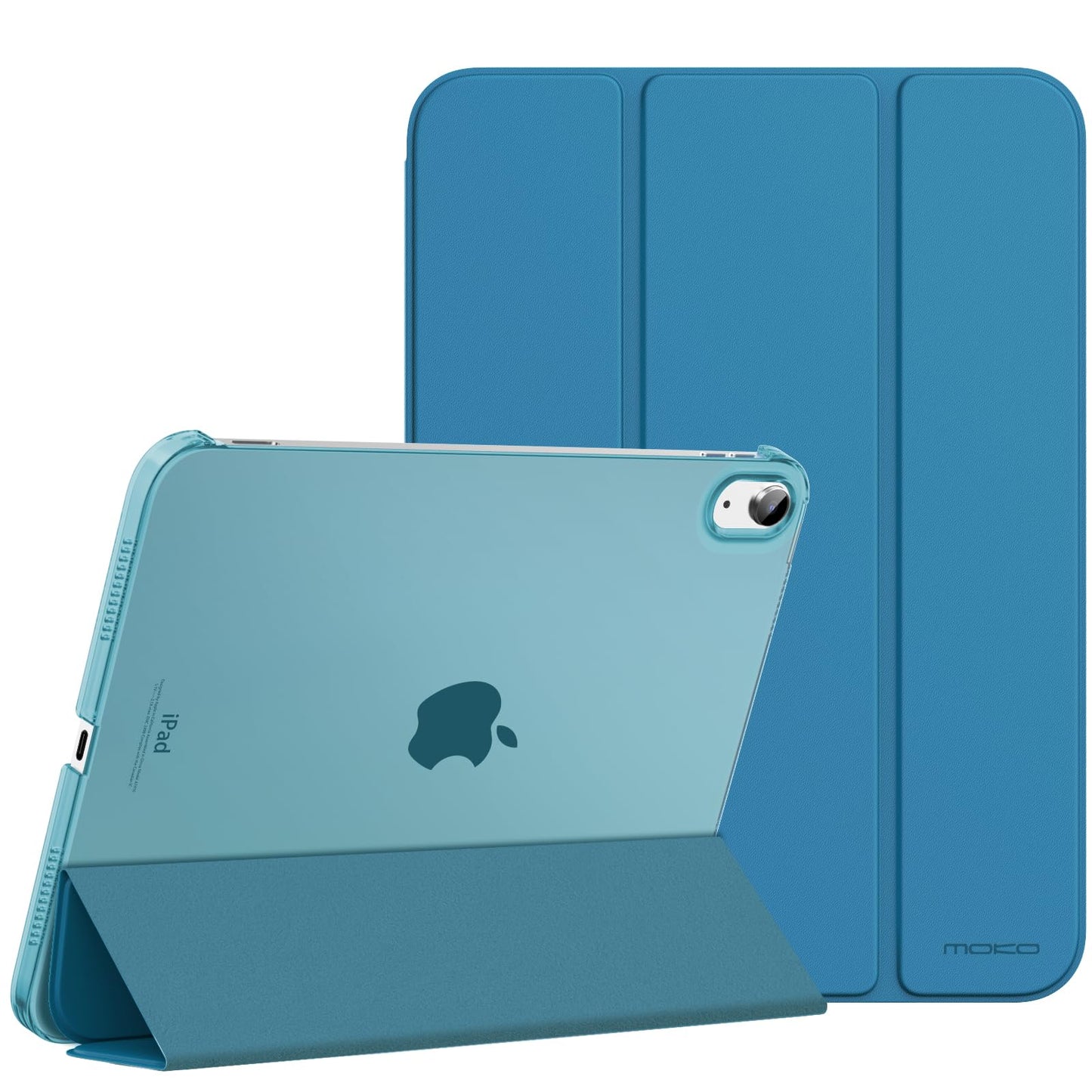 MoKo for iPad (A16) 11th Generation Case 11 Inch 2025, iPad 10th Generation Case 10.9 Inch 2022, Slim Stand Hard PC Translucent Back Shell Smart Cover, Support Touch ID, Auto Wake/Sleep, Navy Blue