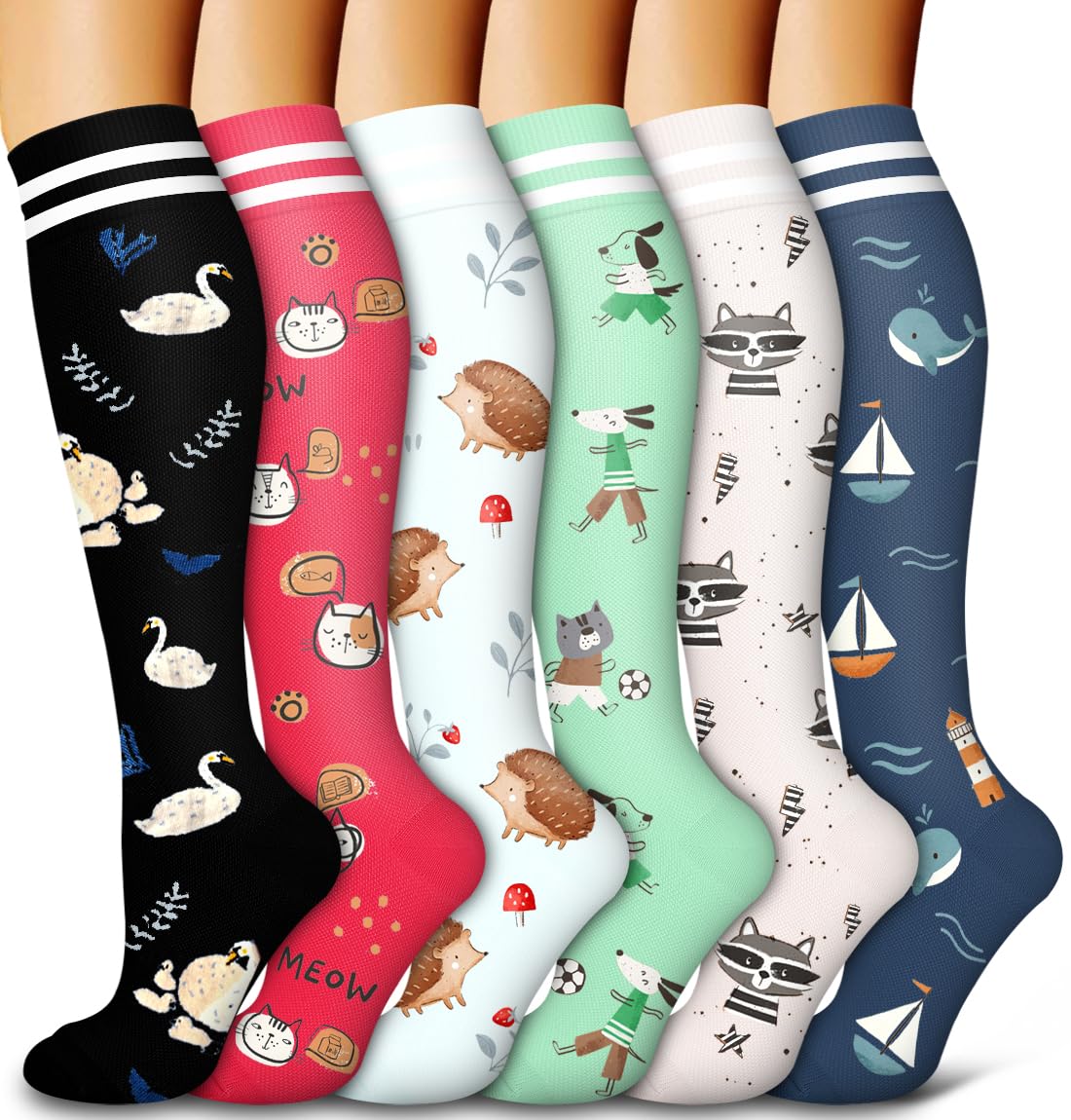 6 Pack Copper Compression Socks for Women and Men Circulation-Best Support for Medical,Running,Nursing,Athletic